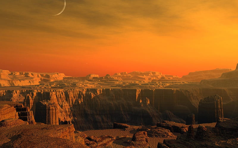 Sunset Canyon-natural landscape, HD wallpaper