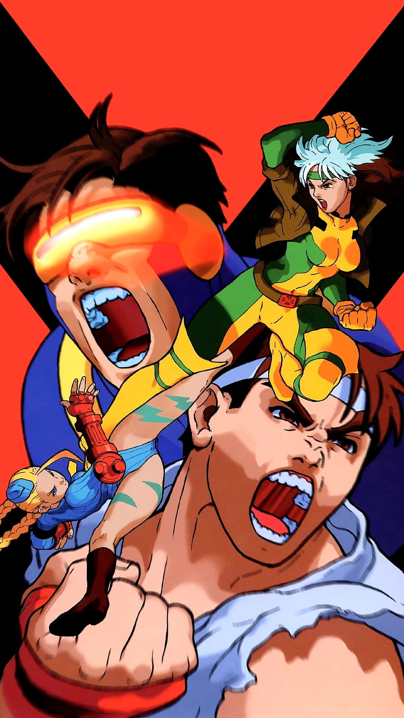 X-Men Street Fighter, 1080x1920, cyclops, ryu, videogames, x-men vs street fighter, HD phone wallpaper