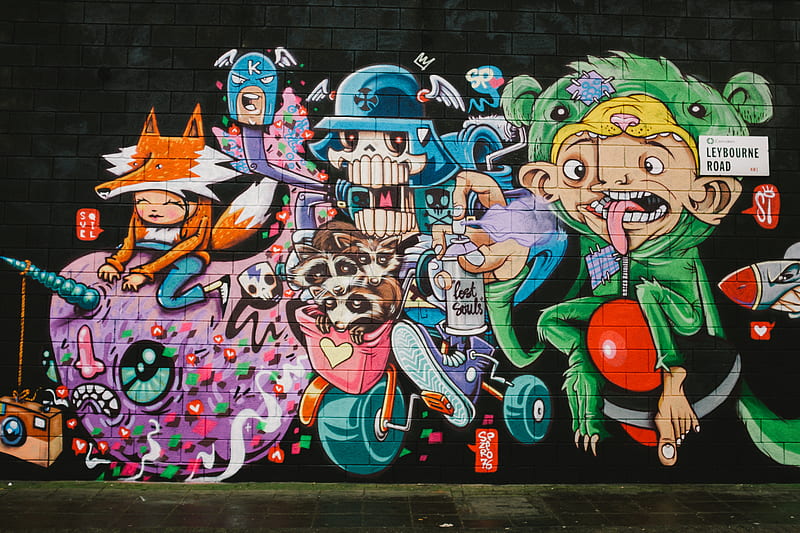 Cartoon character street wall painting, HD wallpaper | Peakpx