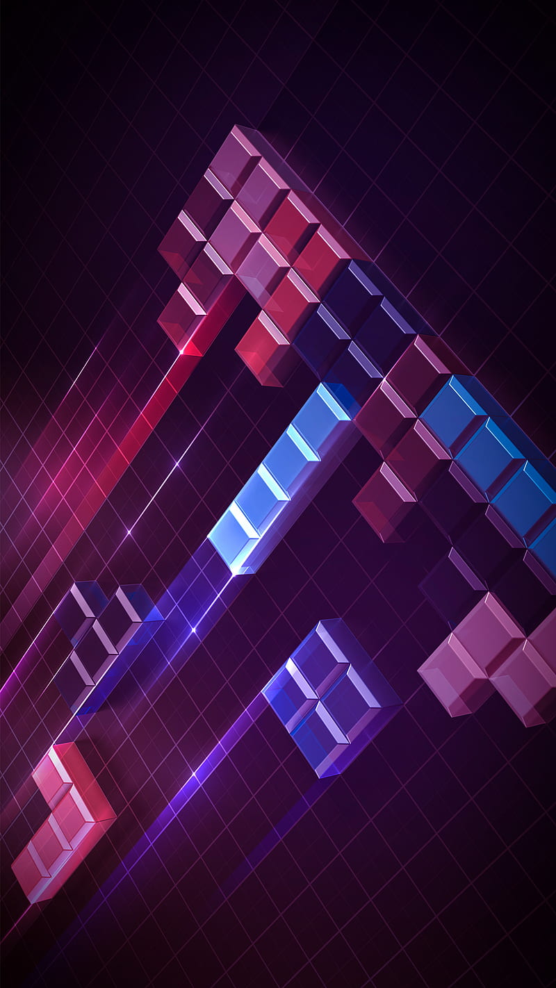 Tetris blocks, dark, game, grid, logic, pink, red, speed, HD phone  wallpaper | Peakpx