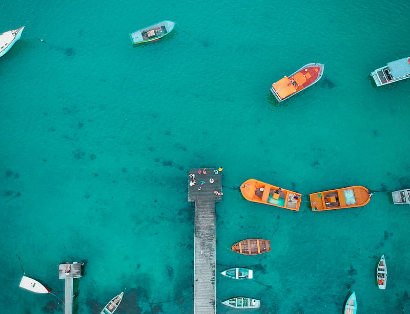 Aerial View of Boat Dock, HD wallpaper