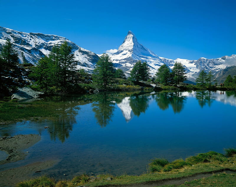 The Matterhorn, mountain, swiss, Zermatt, reflection, lake, HD wallpaper