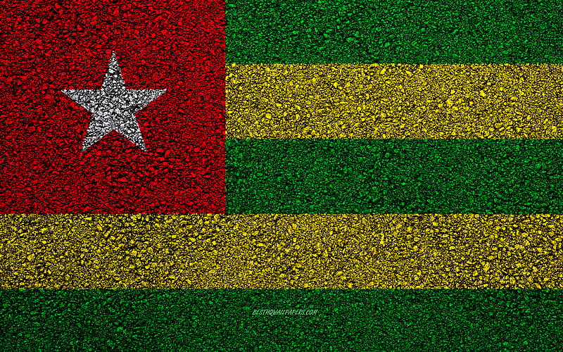 Flag of Togo, asphalt texture, flag on asphalt, Togo flag, Africa, Togo, flags of African countries, HD wallpaper