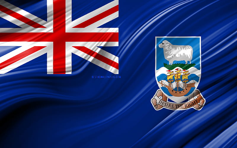 Falkland Islands flag, South American countries, 3D waves, Flag of Falkland Islands, national symbols, Falkland Islands 3D flag, art, South America, Falkland Islands, HD wallpaper