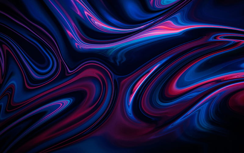 blue pink waves background paint background, creative waves background, abstraction background, HD wallpaper
