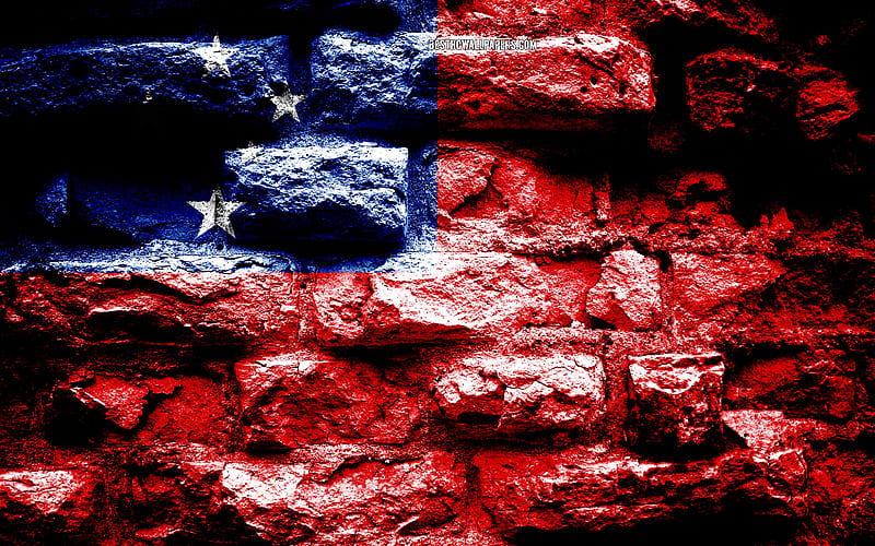 Samoa flag, grunge brick texture, Flag of Samoa, flag on brick wall, Samoa, flags of Oceania countries, HD wallpaper