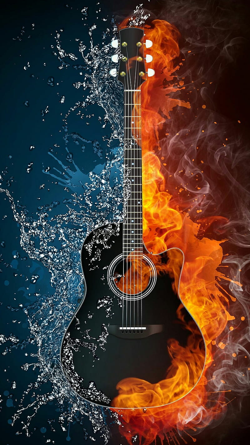 Guitarra, azul, fuego, musica, rojo, Fondo de pantalla de teléfono HD |  Peakpx