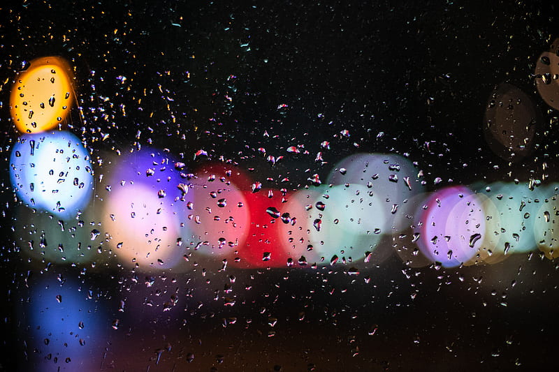 drops, glare, bokeh, rain, circles, macro, HD wallpaper