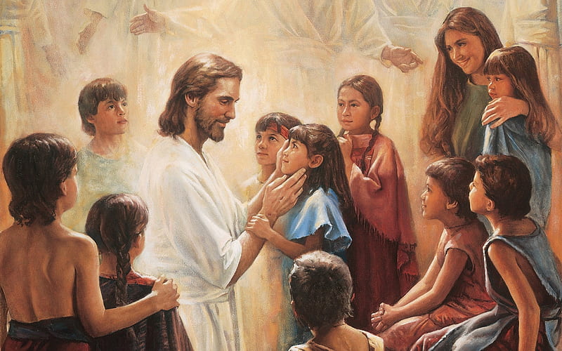 Jesus and Children, children, Christ, love, Jesus, HD wallpaper