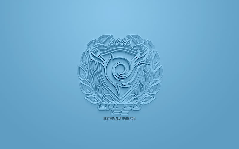 Daegu FC, creative 3D logo, blue background, 3d emblem, South Korean football club, K League 1, Daegu, South Korea, 3d art, football, stylish 3d logo, HD wallpaper