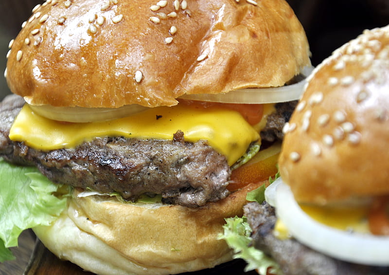 close-up cheeseburger, HD wallpaper