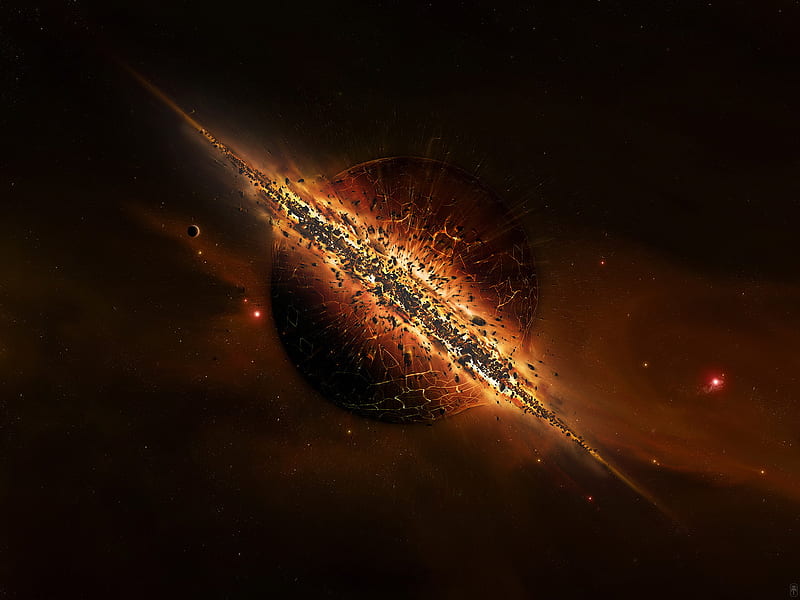 explosion, planets, space, HD wallpaper