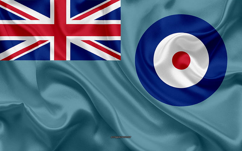 Royal Air Force Ensign, official flag, RAF flag, British Royal Air Force flag, silk flag, silk texture, Great Britain, HD wallpaper