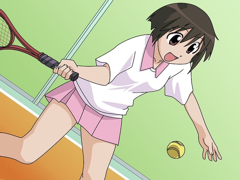 Playing Tennis, kaori, anime , azumanga daioh, tennis, HD wallpaper