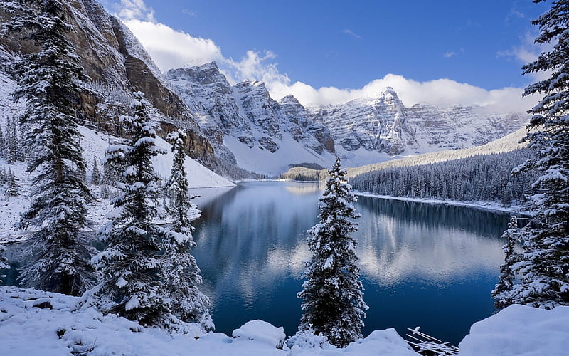 Peaceful Snowy Mountain Winter Lake, lakes, snow, mountains, nature,  winter, HD wallpaper | Peakpx