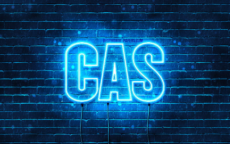 Cas with names, Cas name, blue neon lights, Happy Birtay Cas, popular dutch male names, with Cas name, HD wallpaper