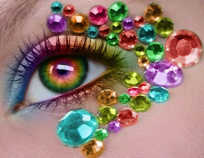Eyes That Glitters, gems, fantasy, eyes, abstract, HD wallpaper