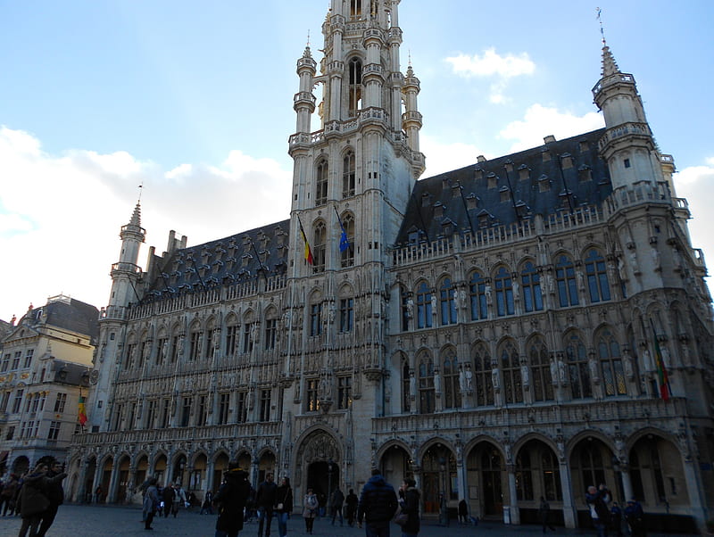Grand place in Bruxelles, building, bruxelles, grand place, sky, HD wallpaper