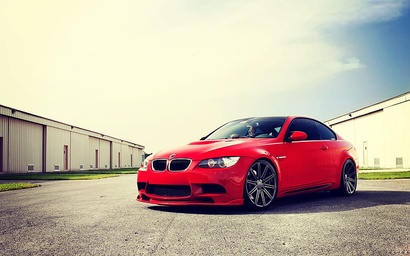 tuning, red bmw, sports cars, bmw m3, e92, vossen, HD wallpaper