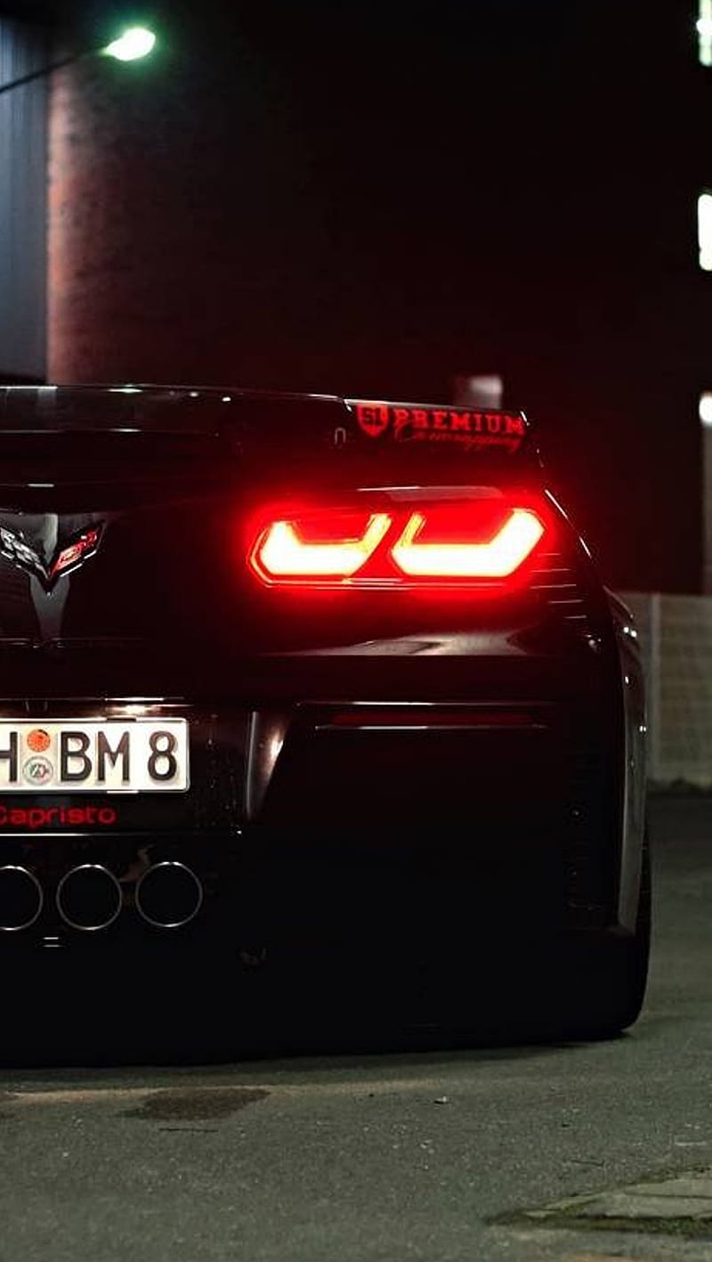 Chevy Corvette Z06, black, car, lights, HD phone wallpaper | Peakpx