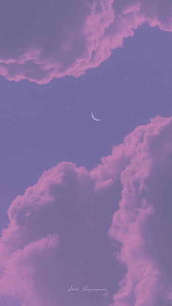 Dream lullaby, aesthetic, clouds, crescent, dreamy, moon, pink, purple ...
