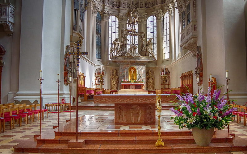 Church Altar in Germany, inside, altar, Germany, church, HD wallpaper