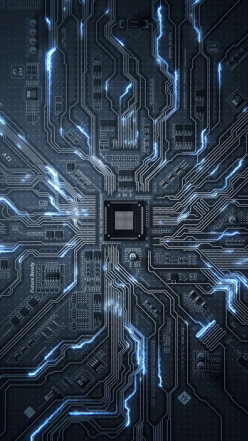 Chip Circuit , glow, tracks, transistors, processor, electronics, blue, HD phone wallpaper