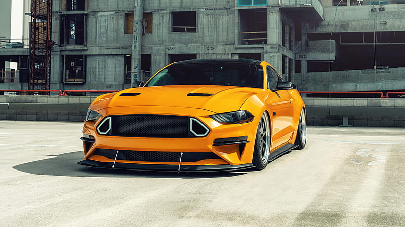 Orange Mustang 3, HD wallpaper
