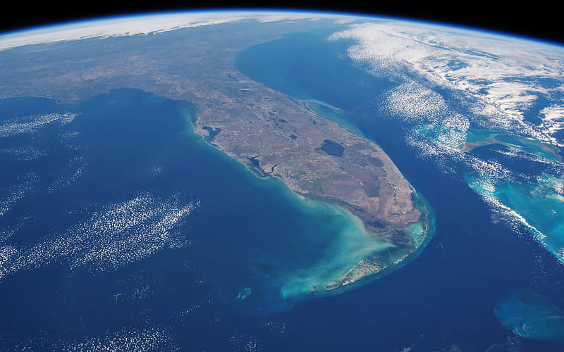 Florida from space, american state, Florida, USA, view from space, Florida peninsula from space, HD wallpaper