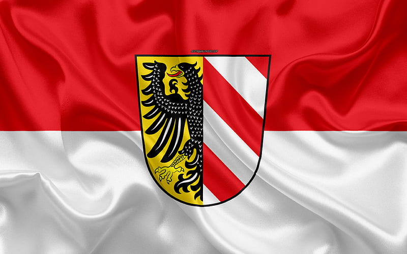 Flag of Nuremberg silk texture, red white silk flag, coat of arms, German city, Nuremberg, Bavaria, Germany, symbols, HD wallpaper