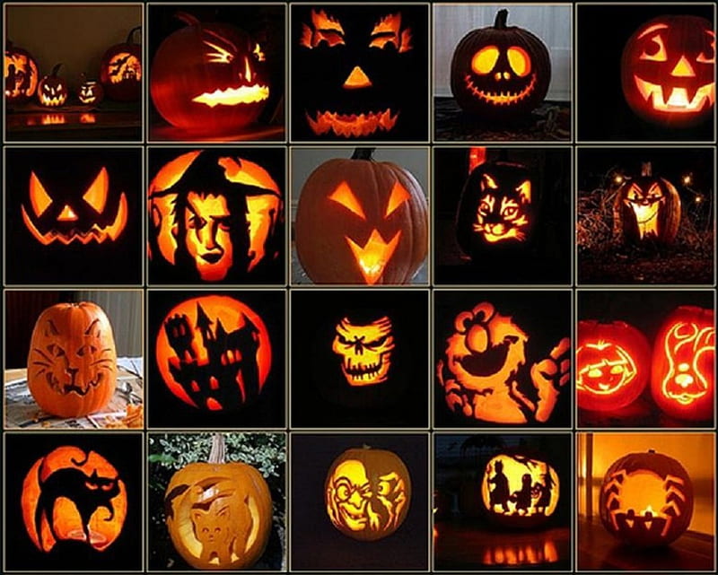 Pumpkin Lanterns, collage, abstract, halloween, pumpkin, HD wallpaper ...