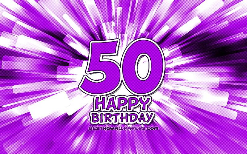 Happy 50th birtay violet abstract rays, Birtay Party, creative, Happy 50 Years Birtay, 50th Birtay Party, 50th Happy Birtay, cartoon art, Birtay concept, 50th Birtay, HD wallpaper