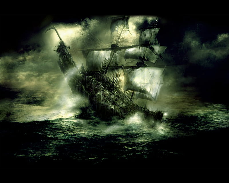 pirate ship, vehicle, ocean, pirate, sea, sail, boat, water, ship, dark, rough, HD wallpaper