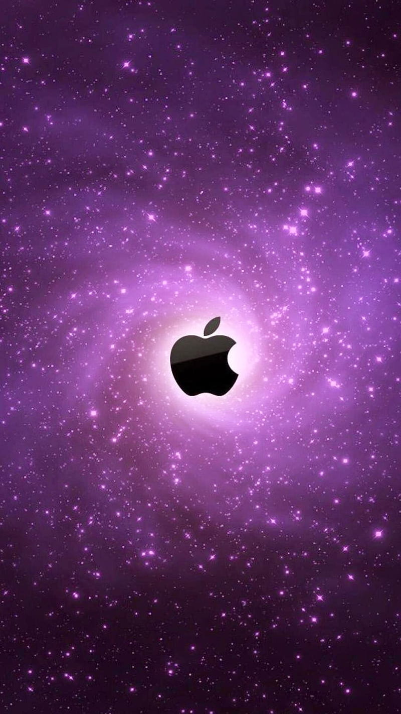 Apple, logo, purple galaxy, HD phone wallpaper