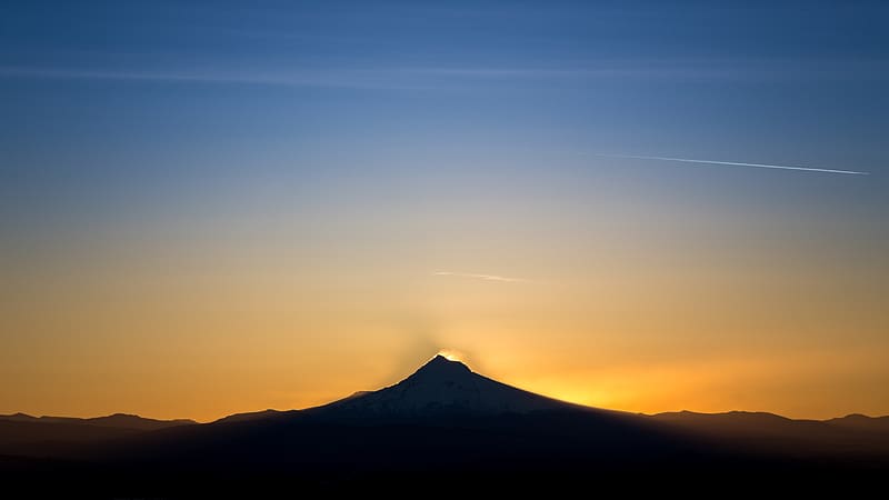 mountain, silhouette, sunset, twilight, HD wallpaper mountain, silhouette, sunset, twilight, HD wallpaper