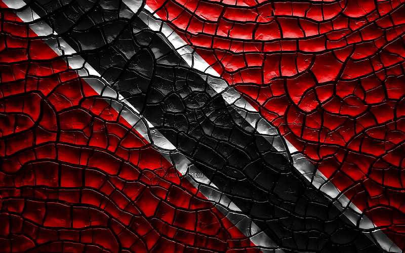 Flag of Trinidad and Tobago cracked soil, North America, Trinidad and Tobago flag, 3D art, Trinidad and Tobago, North American countries, national symbols, Trinidad and Tobago 3D flag, HD wallpaper