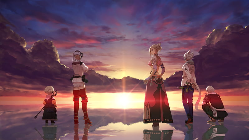 Final Fantasy XIV A Girl And Boys Seeing Sunset Final Fantasy XIV Games, HD wallpaper
