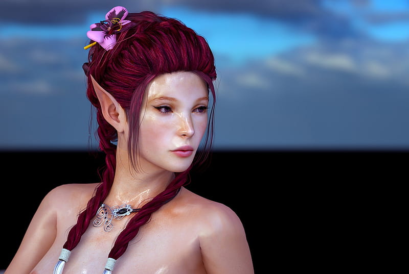 Elf Girl Girl Redhead Elf Fantasy Flower Pink Hd Wallpaper Peakpx 