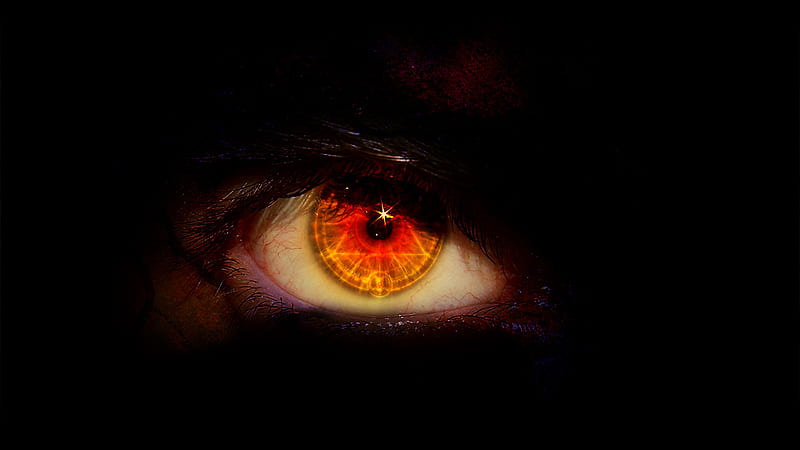 Closeup View Of Evil Eye Red Yellow Pupil In Black Background Evil Eye, HD wallpaper