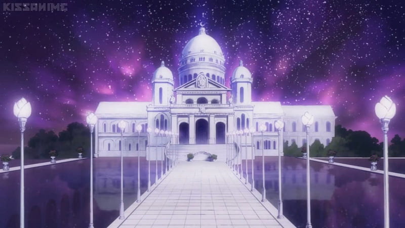 SMC: Moon Kingdom, pretty, house, scenic, home, bonito, magic, sweet, nice, anime, sailor moon, beauty, scenery, sailormoon, night, lovely, palace, sky, building, purple, castle, white, scene, HD wallpaper