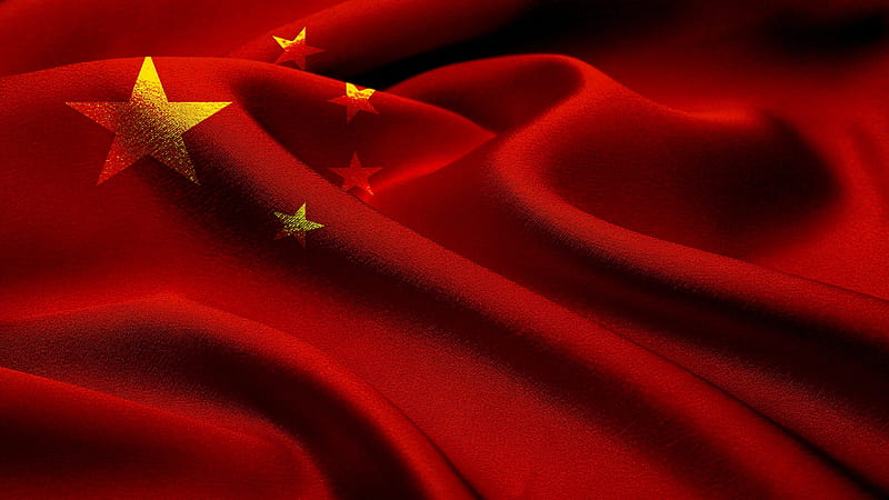 China, satin, flag, texture, HD wallpaper