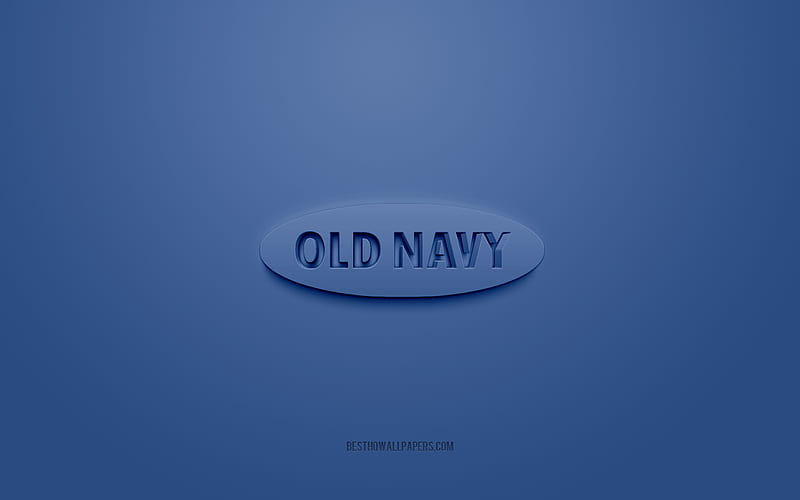 Old Navy logo, blue background, Old Navy 3d logo, 3d art, Old Navy, brands logo, blue 3d Old Navy logo, HD wallpaper