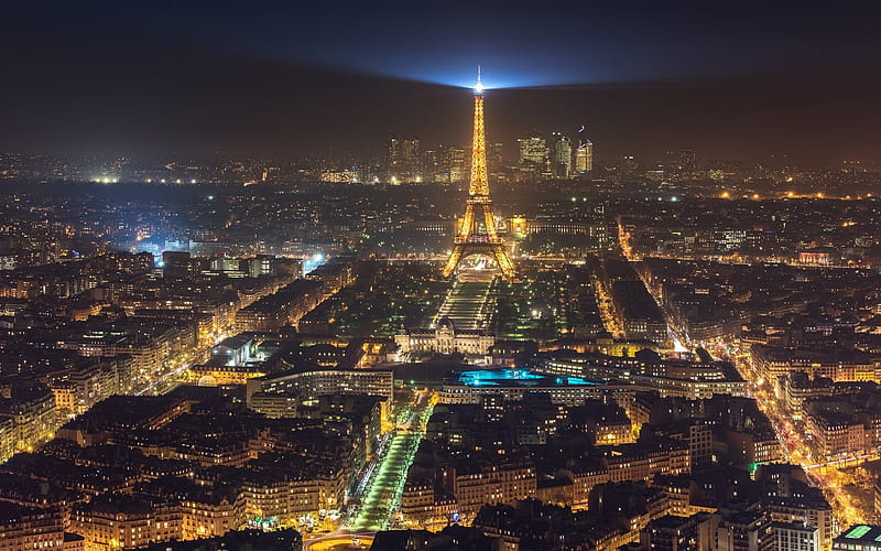 Night, Eiffel Tower, Paris, France, city lights, HD wallpaper