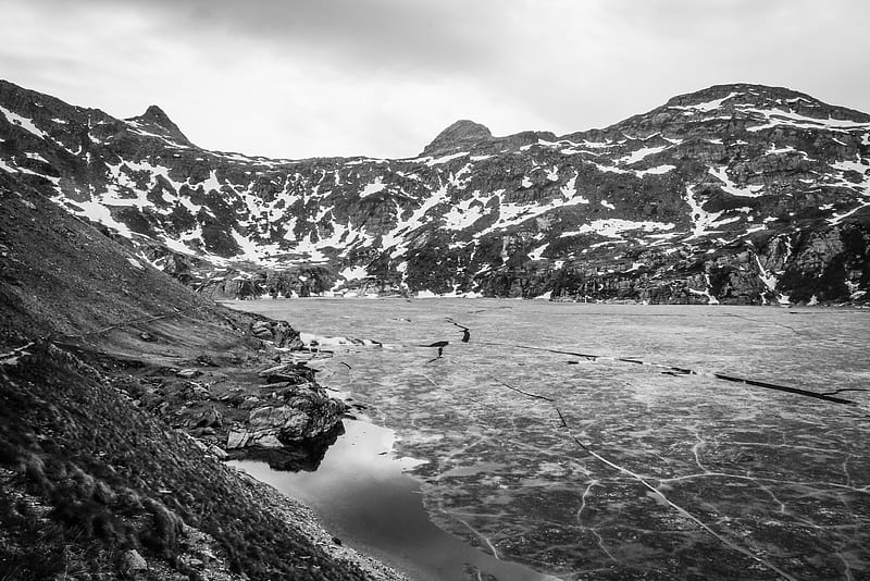grayscale graphy of moutnain, HD wallpaper