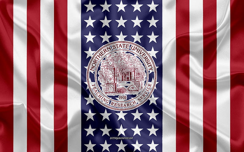 Northern State University Emblem, American Flag, Northern State University logo, Aberdeen, South Dakota, USA, Northern State University, HD wallpaper