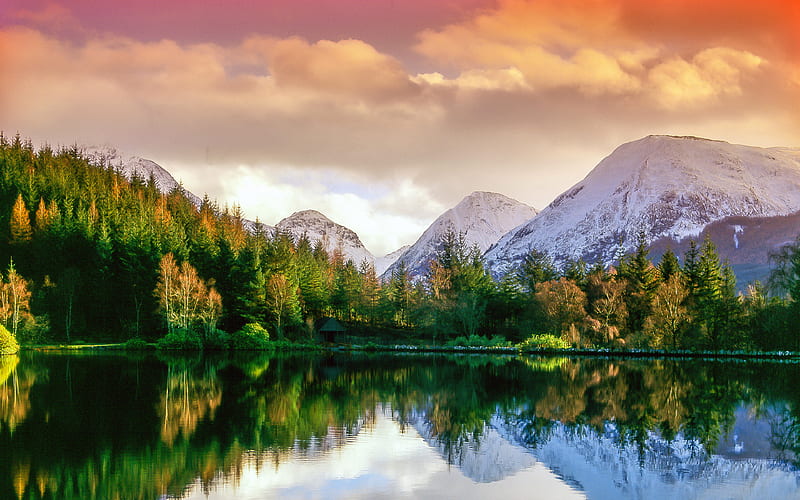 Glencoe Lochan forest, lake, Glencoe, Scottish Highlands, Walkhighlands, Scotland, HD wallpaper