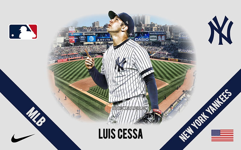 Luis Cessa, New York Yankees, Mexican Baseball Player, MLB, portrait, USA, baseball, Yankee Stadium, New York Yankees logo, Major League Baseball, HD wallpaper