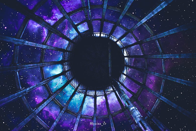 observatory, blue, deepspace, galaxy, hole, iron man, purple, space, theme, universe, HD wallpaper