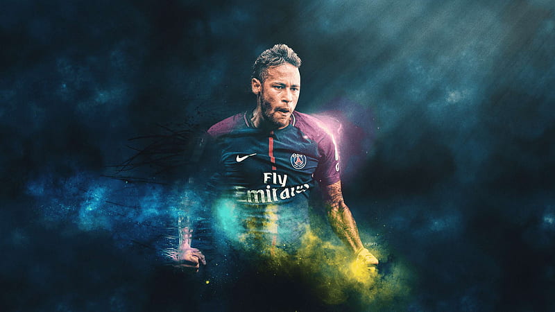 Neymar Is Wearing Red Blue Sports Dress In Blue Background Neymar, HD wallpaper