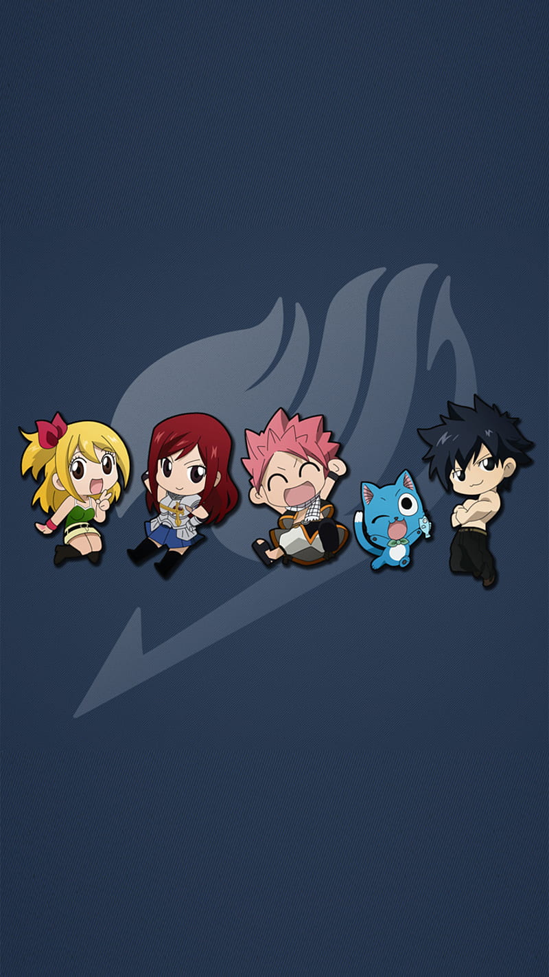 Fairy Tail Chibi, anime, blue, desenho, erza, fairy tail, gris, happy,  lucy, HD phone wallpaper | Peakpx